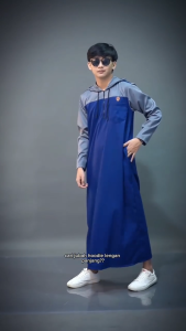 Jubah Gamis Hoodie Mix Pria Kawan Muslim Lengan Panjang Model Hoodie Laki Laki