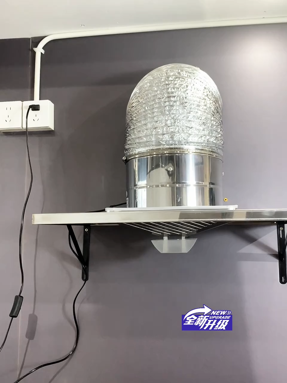 Ready stock+UK plugCR Kitchen exhaust fan Kitchen cooker hood dapur gas stove hob Stainless steel Oil fume purifier Stainless Steel Lampblack Fan Dapur Kikir penyedut asap dapur masak