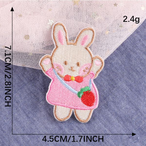 Strawberry Computer Embroidered Cartoon Rabbit Love Patch Sticker