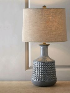 Nordic Modern Simple Creative Grey Mesh Ceramic Table Lamp American Rural European Home Living Room Bedroom Bedside Light