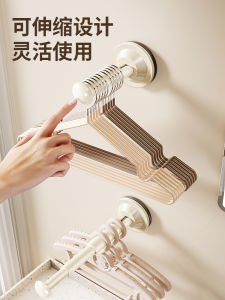 Suction Cup Clothes Hanger Storage Genius No Punching Home Balcony Wall Mounted Multi-functional Retractable Rod Clothes Hanger Rack