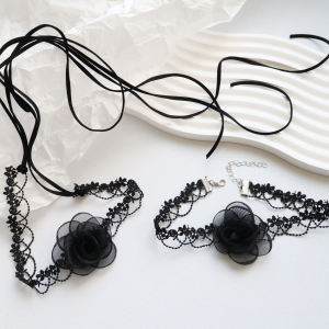 Màu Đen Vòng Cổ Choker Có Nút Thắt Hoa Hồng Trà Thiết Kế Dây Chuyền Xương Đòn Phụ Kiện Phong Cách Cổ Tích Mùa Hè Thời Trang Chất Liệu Hợp Kim Dành Cho Nữ