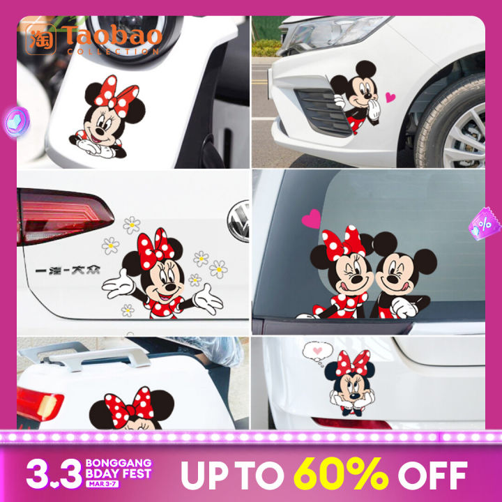 Mickey Minnie Bumper Stickers Personality Scratch Cover Car Body