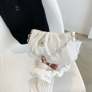 Túi Đeo Chéo Nhỏ Thiết Kế Tay Cầm Cho Nữ Mùa Hè 2025 Túi Đeo Chéo Dây Xích Xếp Ly Túi Đeo Vai Đơn Túi Đeo Chéo Dưới Cánh Tay