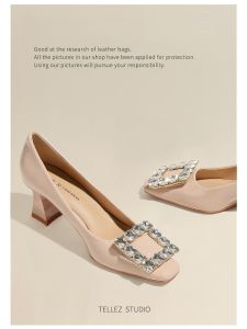 รองเท้าส้นสูง TELLEZ สไตล์เรโทรสำหรับผู้หญิง 2025 รองเท้าส้นแบนแบบฝรั่งเศสพร้อมกระดุมเพชร รองเท้าส้นแบนพื้นนุ่ม รองเท้าแต่งงานฤดูใบไม้ร่วง