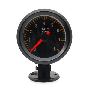 2" 52mm Auto Car Tachometer gauge analog Carbon Fibre Face 0-8000 RPM White Background Light Black Bezel