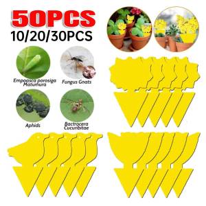 50-10Pcs Sticky Traps Fruit Fly Trap Yellow Sticky Bug Trap for Indoor Outdoor Use Insect Pest Control Garden Strong Glue Plan