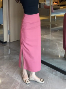 MANMI | Slender Elegant Wrap Waist High Slit Long Skirt