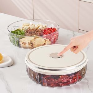 กล่องเก็บเครื่องเทศกล่องมีขอบปิดผนึกเครื่องเทศถังที่เก็บของใช้ในครัวเรือนกล่องพลาสติกใสเกรดอาหารในห้องครัว