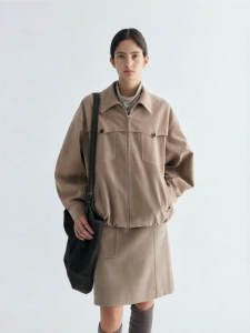 INSIS FEMME | Suede Like Retro Style Loose Fit Short Jacket