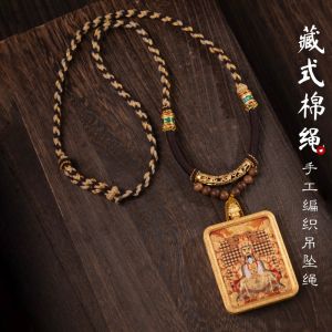 Tibetan Style Pendant Rope Ethnic Style Hand-Made Cotton Threads Braid Rope Necklace Amulet Thangka Pendant Rope Mens and Womens Sweater Chains