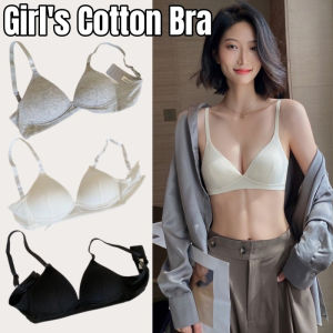 Women Cotton Bra Simple Bra with Adjustable Strap Non-Wire Thin Padded Bra for Girls