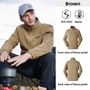 Jeep | Jeep Mens Fleece Lined Hooded Jacket Windproof Breathable Outdoor Casual Coat Inner Liner Autumn Winter Warm Outerwear