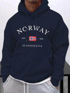 New NORWAY Print Men Winter Hoodie Woman Fashion Fleece Sweatshirt Casual Fall Clothes Y2k Oversized Hoodie Coat