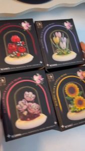 บล็อกตัวต่อดอกไม้ ตัวต่อ สูง12cm ดอกไม้ทานตะวัน กุหลาบ ทิวลิป ดอกไม้ DIY พร้อมฝาครอบ เปิดไฟได้