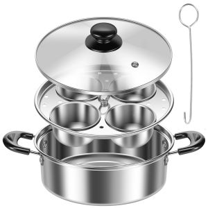 Egg Poacher Stainless Steel Poached Egg Maker Pot Egg Poaching Pan Stovetop Egg Poacher Pot for Induction Cooktop Gas Cooktop