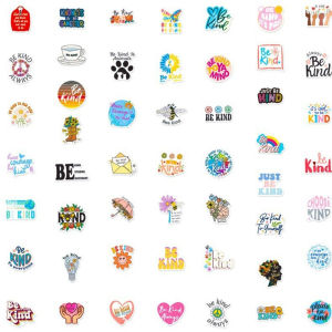 50 Pieces Kindness Motivational Stickers Decorative Waterproof for Notebook Wall Picture Frame Journal Insulated Mug Guitar Electric Vehicle Bookshelf Luggage