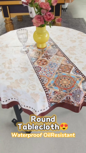 New Round Tablecloth American Style 2-10seater Table Cover Waterproof Oil Resistant Anti-stain Thick PVC Table Mantle For Home Dining Table Decoration