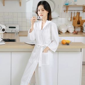 Absorbent Long Kimono Style Sleepwear Bathrobe for Women Hotel Spa Autumn Winter White Quick Dry Swimming Robe Home Comfortable