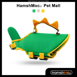 HamshMoc Dog Life Jacket Reflective Dog Life Vest High Buoyancy with Rescue Handle Removable Neck Float Safety Flotation Ripstop Lifesaver for Dog Swimming
