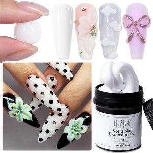 AWStorG 1/2Pcs 100g Non-Stick Hand Solid Nail Extension Gel -Clear Pink White Prolong Hard Gel 3D Carving Flower Nail Art