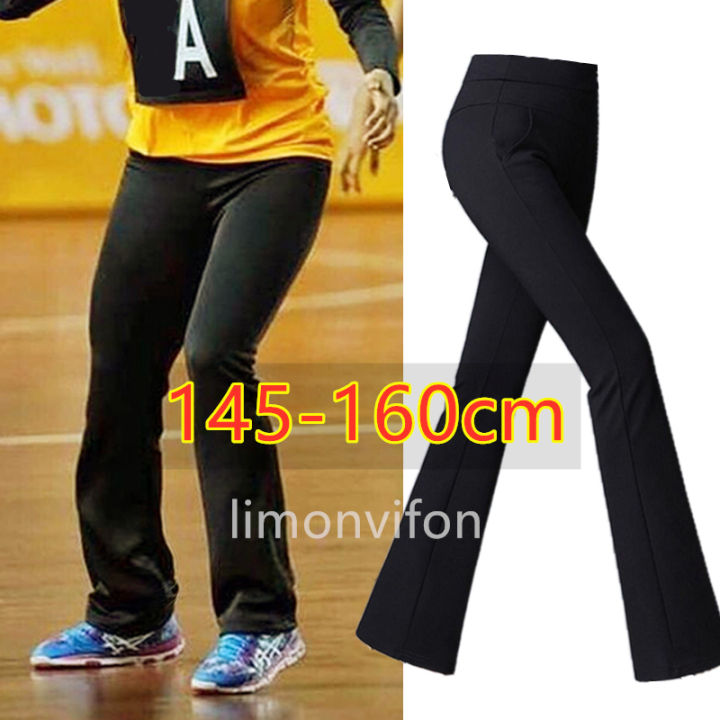 148-160cm Jersey Sport Netball Small Size Thin Bootcut Flare Pants Leisure  Women's High Waist Stretchable Bootleg Workout Yoga Workout Fitness Zumba  Running Bootcut Pants With Pockets