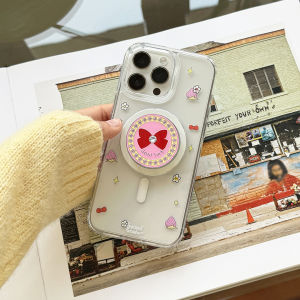 Cute Strawberry Apple Clear Magnetic Absorption Full Edge Protection Soft Shell iPhone 15 pro Max Case 14 Stand Protective Cover 13