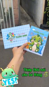 (MẪU BẾ ) Thiệp mời thôi nôi cho bé tuổi Rồng size 11x 15cm (Vui lòng đọc kỹ mô tả)