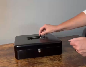 Cash Box with Money Tray and Key Lock Money Box Safe Locking Money Saving Lock Box