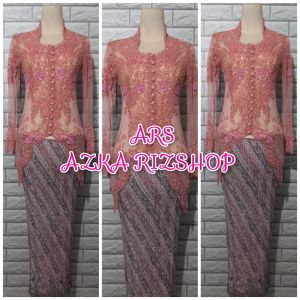 set kebaya pesta  kebaya wisuda nude + rok prisket
