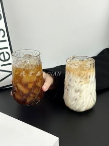Retro Japanese Style Fruit Tea Cup American Coffee Cup Special Juice Cup Latte Beverage Glass Cup Ins Style Transparent Single Layer Universal Cup