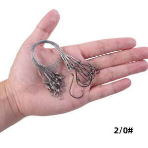 5pcs Heavy Duty Circle Hooks Rigs with Steel Leader Wire for Saltwater Bass Catfish Fishing Lure Rig