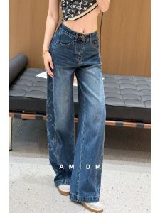 High Waist Straight Leg Jeans Womens Casual Loose Fit Bootcut Denim Pants Vintage Washed Design for Pear Shaped Body