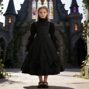 ชุดคอสเพลย์เอลฟาบา แม่มดปีศาจ สำหรับเด็กผู้หญิง ชุดเดรสยาวสีดำ สไตล์โกธิค สำหรับงานคาร์นิวัล ปาร์ตี้  ชุดแฟนซีฮาโลวีน