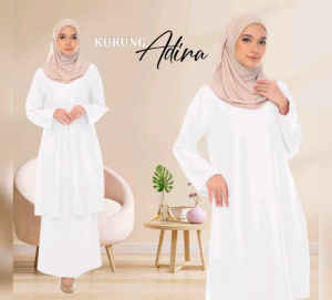 Baju Kurung pahang Wanita Set Dusty Pink Como Crepe Size S to 4XL