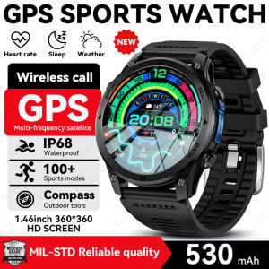 LIGE | GPS Map Smart Watch Satellite Navigation 1.46" HD Screen IP68 Waterproof 530mAh Battery Compass Outdoor Sport Smartwatch Men