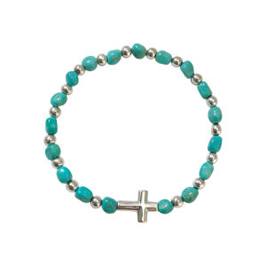 SHISHANGMEIDI | 925 Silver Cross with Green Stone Bracelet
