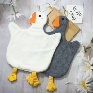 2PCS  Hand Towels Thickened and Enlarged Hand Towels Hanging Kitchen Cute Big White Goose Hand Wiping Household Tissue Box Living Room