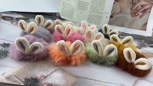 Dây Cột Tóc Giả Len Lông Cừu Tai Thỏ Mềm Mịn Cute - Dây Cột Tóc Đuôi Ngựa Nhiều Màu Sắc Đáng Yêu Cho Bạn Gái