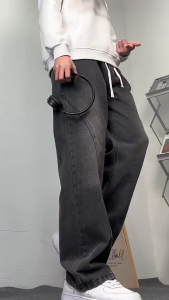 Celana Jeans Pria Panjang Snow Black - Celana Jeans Korea Style Original Loose Straight-Celana Jeans