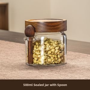 CRISTALGLASS | Glass Airtight Tea Container With Spoon