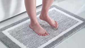 Fluffy Microfiber Shaggy Bathroom Rug Mat 50X60cm U-Shape Bath Mat Super Absorbent Quick Drying Non-Slip Soft Bathroom Carpet