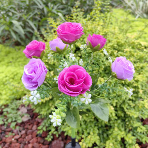 Solar Diamond Rose Flower Outdoor Garden Lawn Decorative Lights LED Simulation Flower Landscape Atmosphere Lights Modern Style