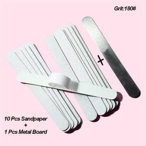 10/20Pcs Replacement Sand Paper Nail File With Metal Handle Removable Buffer 100/180 Double-sided Strips Manicure Nail Art Files