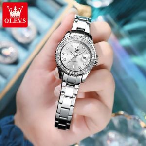 OLEVS | OLEVS 9945 Luxury Diamond Quartz Watch for Women Elegant Ladies Stainless Steel Waterproof Sport Womens Wristwatch reloj mujer