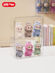 Labubu Macaron Sitting Figure Display Stand Wall Mounted Toy Doll Showcase Storage Box Plastic Material for Adult Audience