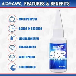 LOOLIFL 1-5pcs 502 Super Glue Instant Quick-drying Cyanoacrylate Adhesive Leather Rubber Wood Metal Strong Bond Liquid Glue Tool