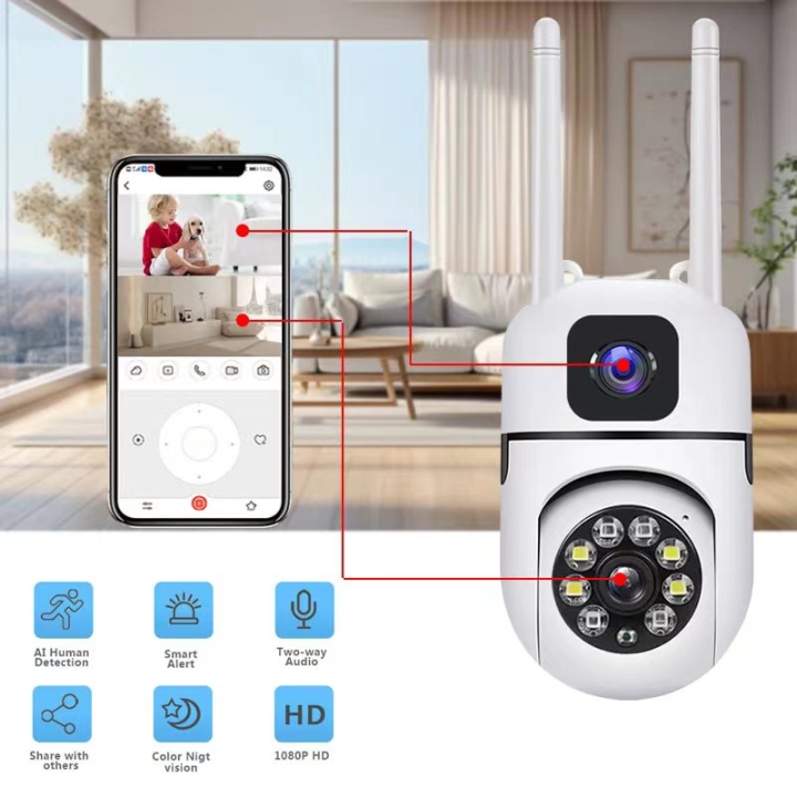 BUY 1 TAKE 1 V380 Pro Dual Lens 5G 8MP Outdoor CCTV Camera no need ...