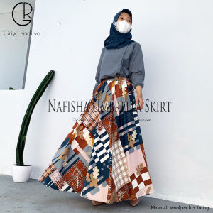 Rok Panjang Wanita Terbaru Model Payung Mayung Lebar Nafisha Umbrella Long Skirt Full Furing