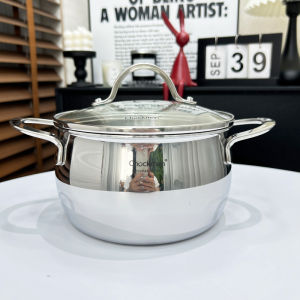 กระทะต้มนมสเตนเลส 304 สองหู กระทะต้มซุปขนาดเล็ก เตาแก๊ส เตาไฟฟ้าอเนกประสงค์ เหมาะสำหรับใช้ในครัวเรือน